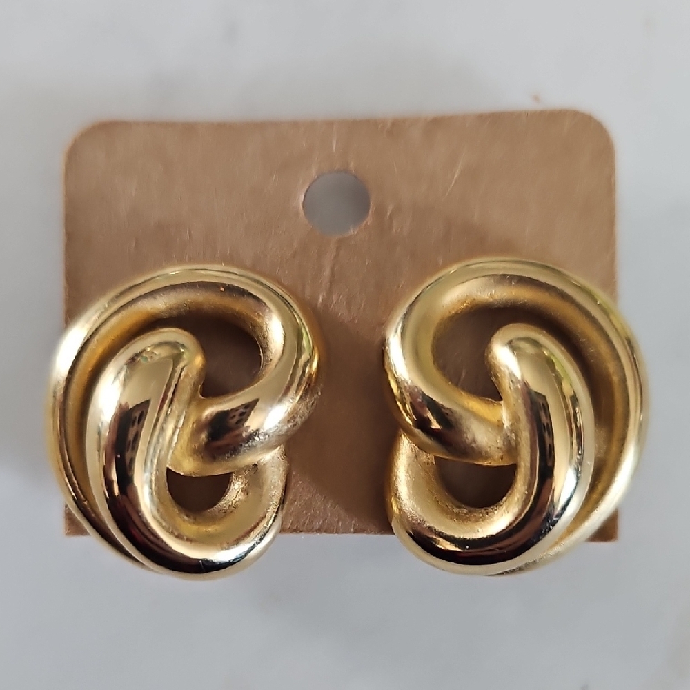 Vintage Erwin Pearl Clip-on Gold-Tone Twisted Earrings - Picture 3 of 5